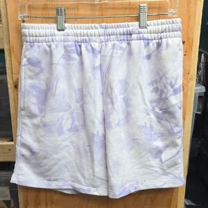 LazyPants Size M White and Purple High Waisted Sweat Shorts